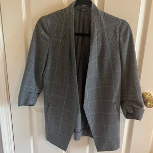 Babaton Gray Checked Open-Front Blazer